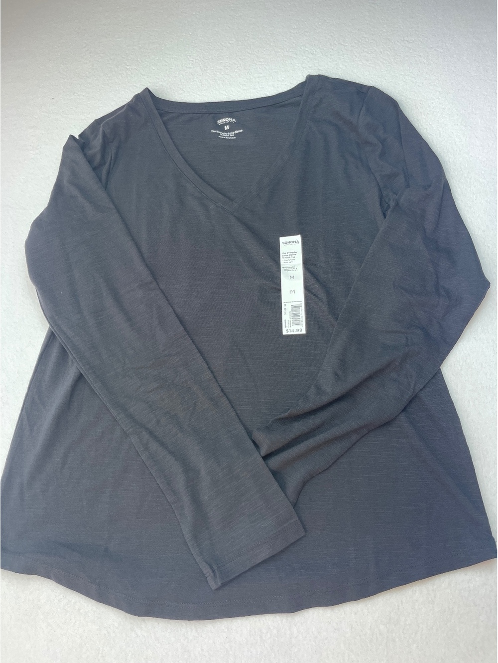 Sonoma The Everyday Long-Sleeve V-Neck Tee Medium Black